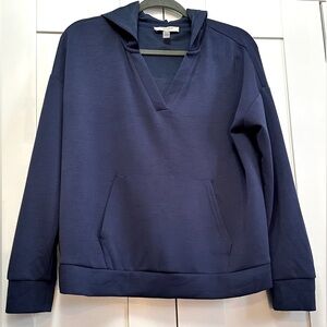 Cable & Gauge Deep Blue V-Neck Hoodie Sweatshirt Pullover Ultra Soft Sz MED